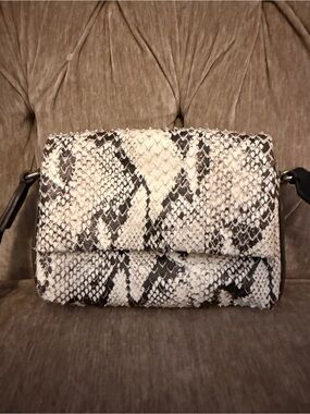 Aimee Kestenberg Black & White Snake-Print Shoulder Bag